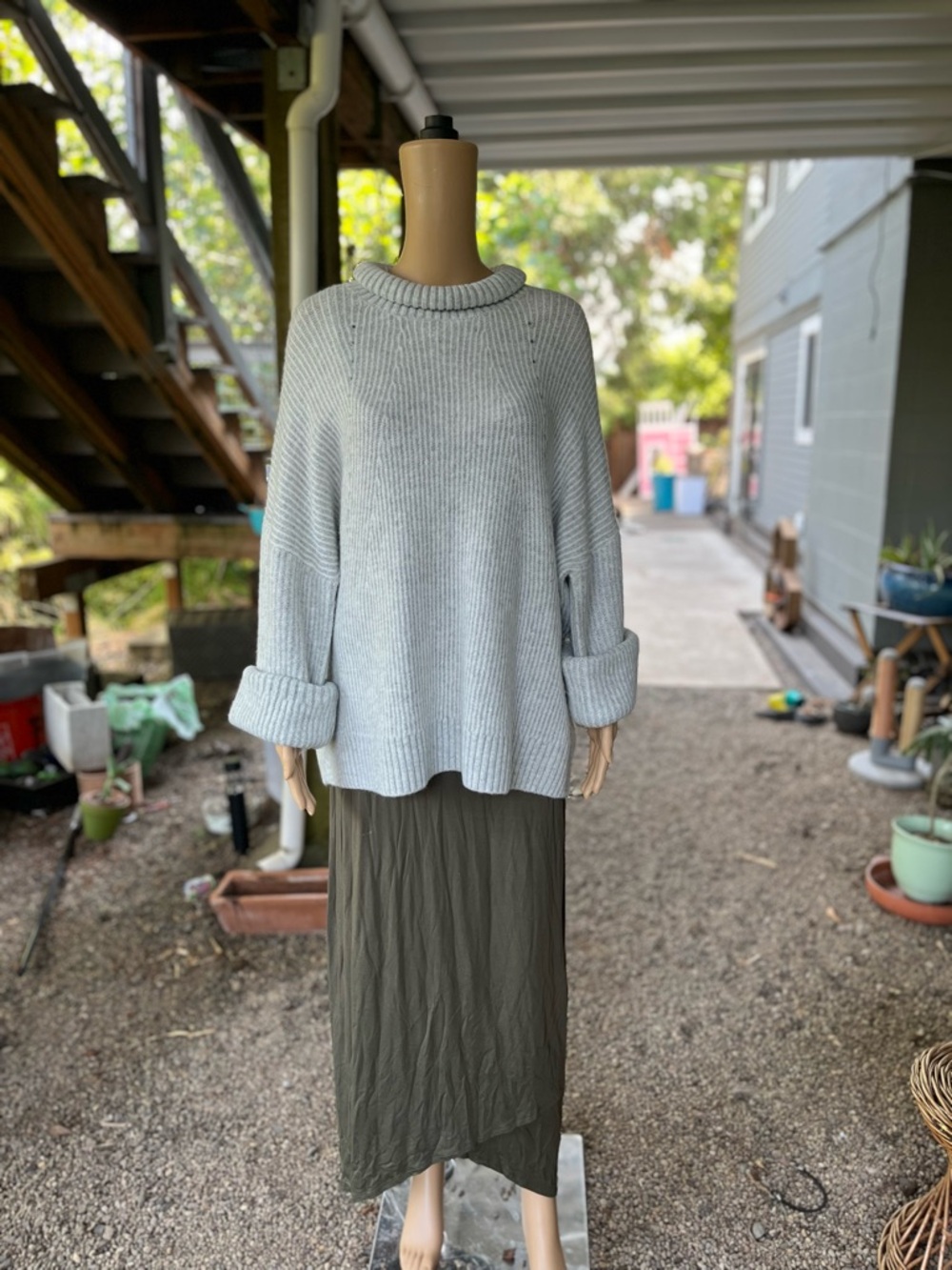Topshop Light Gray Ribbed turtleneck Sweater